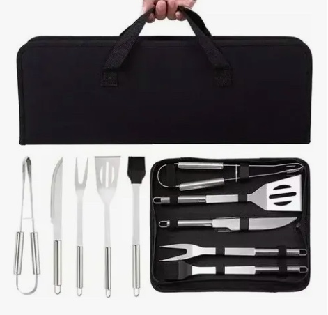 SET PARRILLERO HERRAMIENTAS PROFESIONAL PARA ASADO ESTUCHE - 1