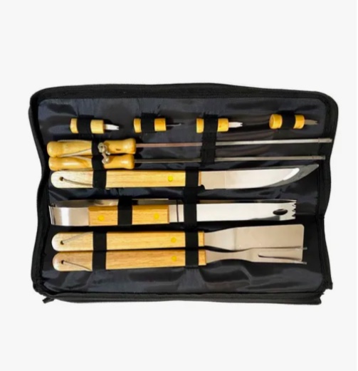 SET PARRILLERO 10 HERRAMIENTAS CON BOLSO PARA ASADOS - 3