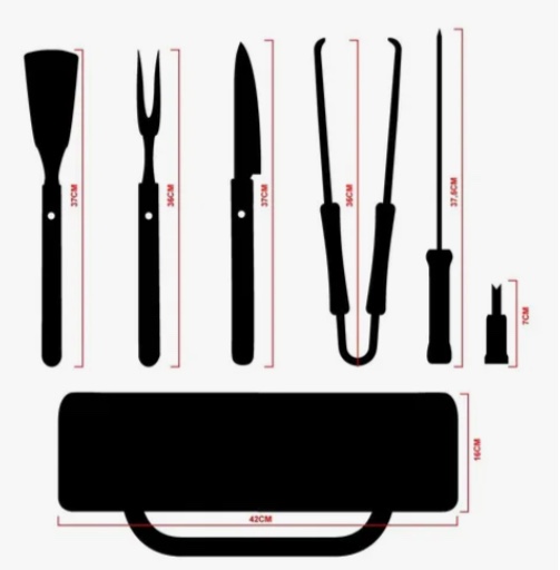 SET PARRILLERO 10 HERRAMIENTAS CON BOLSO PARA ASADOS - 5