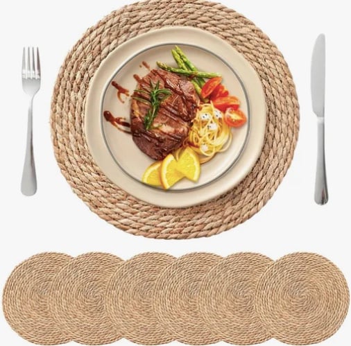 SET 6 INDIVIDUALES MANTEL FIBRA NATURAL YUTE - 1