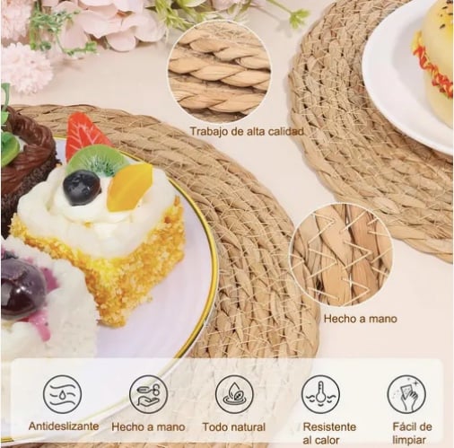 SET 6 INDIVIDUALES MANTEL FIBRA NATURAL YUTE - 2