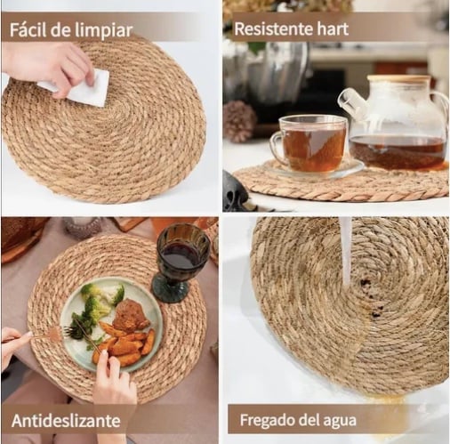 SET 6 INDIVIDUALES MANTEL FIBRA NATURAL YUTE - 3