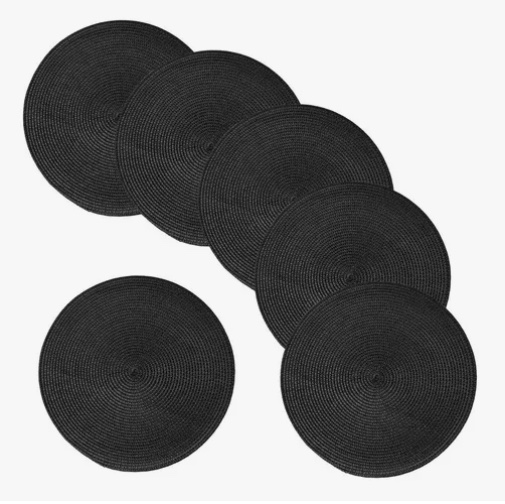 SET 10 MANTELES INDIVIDUALES REDONDOS NEGROS - 1