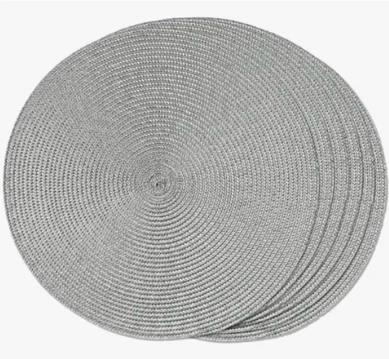 SET 6 MANTELES INDIVIDUALES REDONDOS GRIS - 1