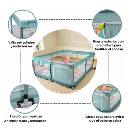 CORRAL SEGURIDAD BEBES DE JUEGO CON ALFOMBRA Y PELOTAS - 2