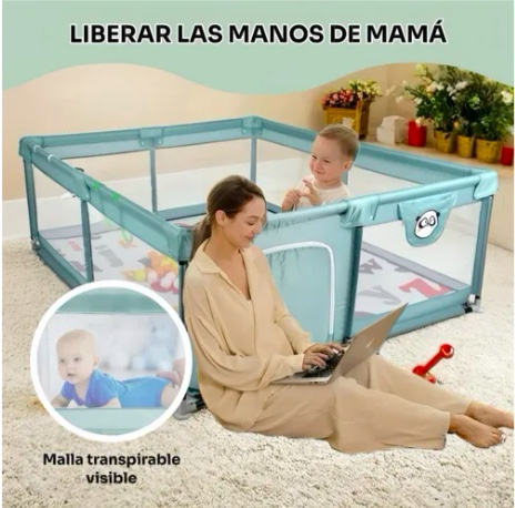 CORRAL SEGURIDAD BEBES DE JUEGO CON ALFOMBRA Y PELOTAS - 4