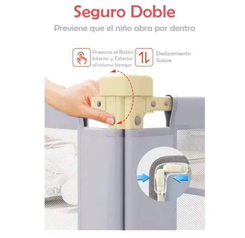 BARANDA DE SEGURIDAD PARA CAMAS AJUSTABLE GRIS - 6