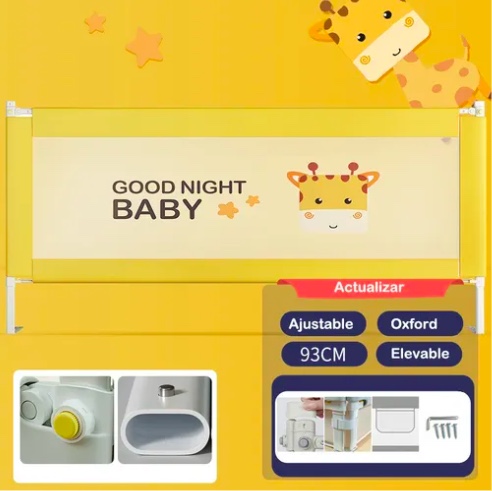 BARANDA DE CAMA SEGURIDAD PARA BEBE AMARILLA - 2