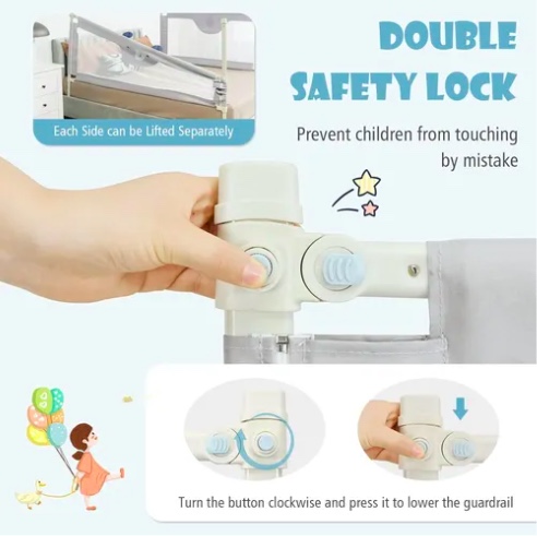 BARANDA DE CAMA SEGURIDAD PARA BEBE AMARILLA - 5
