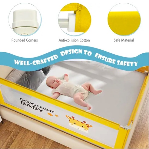 BARANDA DE CAMA SEGURIDAD PARA BEBE AMARILLA - 6