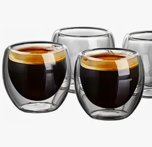 JUEGO 4 TAZAS CAFE  VIDRIO TERMICO - 1