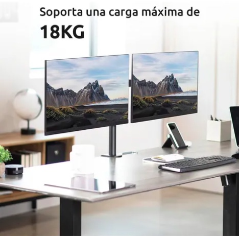 SOPORTE ARTICULADO DOBLE MONITOR 13-27 NEGRO - 2