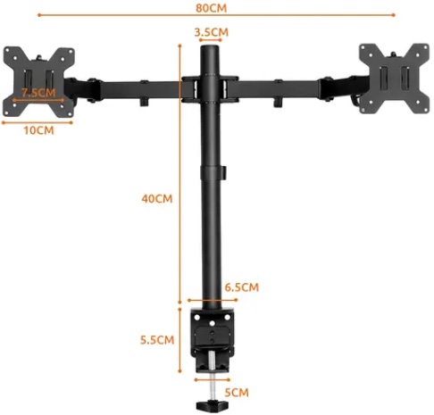 SOPORTE ARTICULADO DOBLE MONITOR 13-27 NEGRO - 6