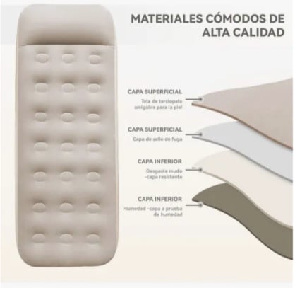 COLCHON INFLABLE 1 PLAZA ALMOHADA INTEGRADA - 3