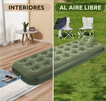COLCHON INFLABLE INDIVIDUAL 1 PLAZA CON ALMOHADA - 4