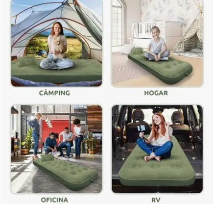 COLCHON INFLABLE INDIVIDUAL 1 PLAZA CON ALMOHADA - 5