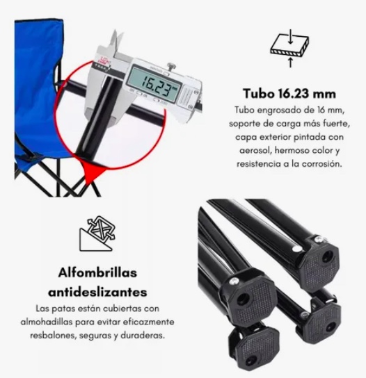 PACK DE 2 SILLAS PLEGABLES CON BOLSA Y PORTAVASOS ROJO - 5