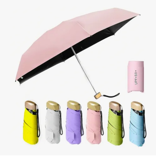 MINI PARAGUAS PLEGABLE PORTATIL ROSADO - 1