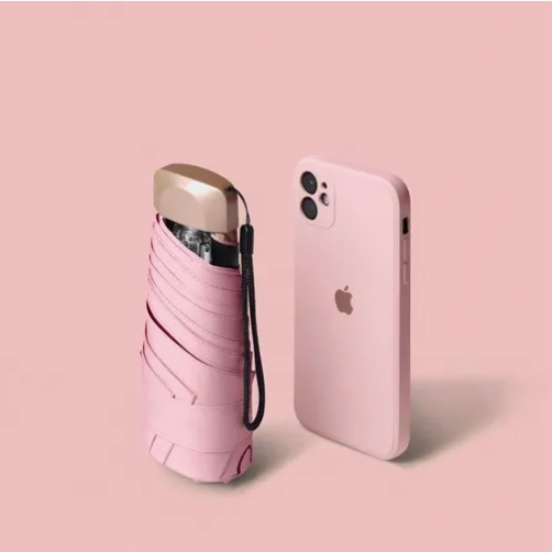 MINI PARAGUAS PLEGABLE PORTATIL ROSADO - 2