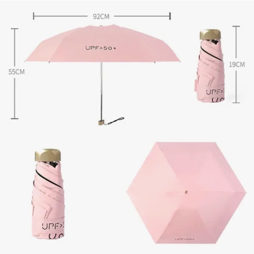 MINI PARAGUAS PLEGABLE PORTATIL ROSADO - 4