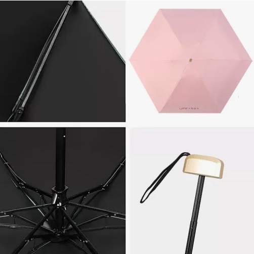 MINI PARAGUAS PLEGABLE PORTATIL ROSADO - 5