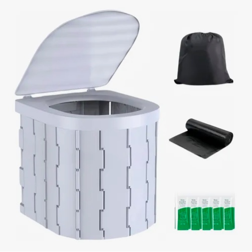 INODORO PORTATIL BAÑO PLEGABLE PARA CAMPING BLANCO - 1