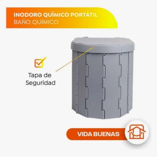 INODORO PORTATIL BAÑO PLEGABLE PARA CAMPING BLANCO - 5