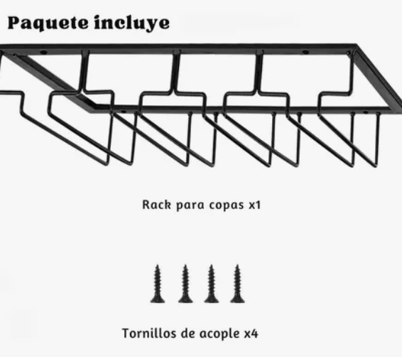 SOPORTE COLGADOR COPAS METAL CROMADO BAR - 4