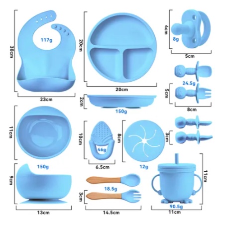 SET DE ALIMENTACION BEBE AZUL - 4