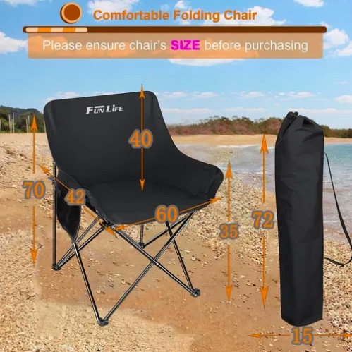 SILLA PLEGABLE PORTATI CAMPING NEGRA - 4