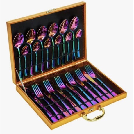 CUBIERTOS DE LUJO MALETA COLOR TORNASOL - 1
