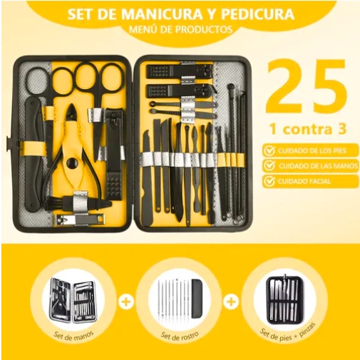 SET MANICURE KIT UÑAS DE ASEO PROFESIONAL 25 PIEZAS - 2