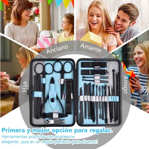 SET MANICURE PROFESIONAL 25 PIEZAS CELESTE - 6