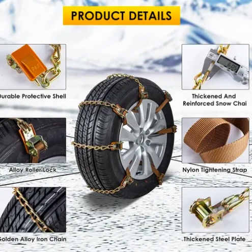KIT CADENA NIEVE 10U AUTO CAMIONETA AJUSTABLE ACERO - 4