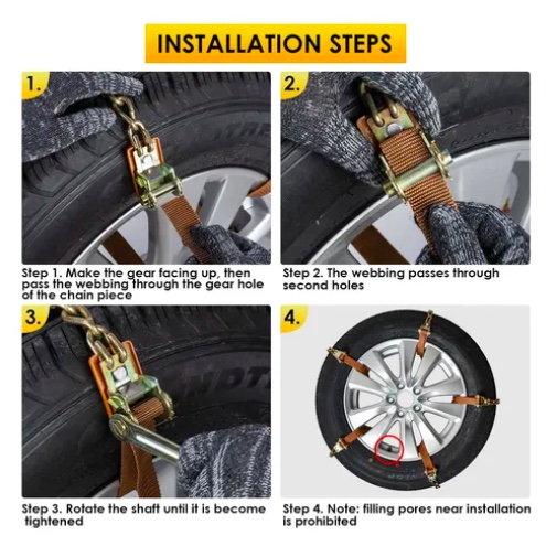 KIT CADENA NIEVE 10U AUTO CAMIONETA AJUSTABLE ACERO - 5