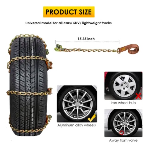 KIT CADENA NIEVE 10U AUTO CAMIONETA AJUSTABLE ACERO - 6