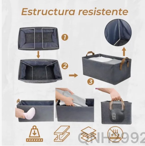 6 X CAJAS ORGANIZADOR ROPA BOLSA PLEGABLE ASA - 3