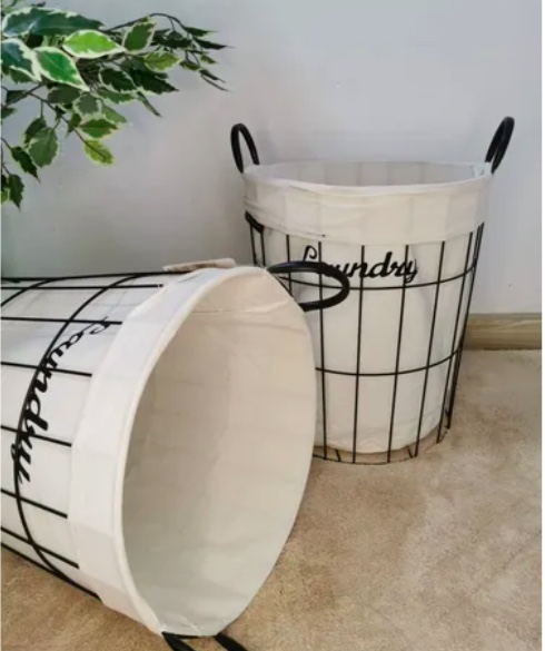 CANASTO ORGANIZADOR LAUNDRY CON REJILLAS DE ALUMINIO - 2