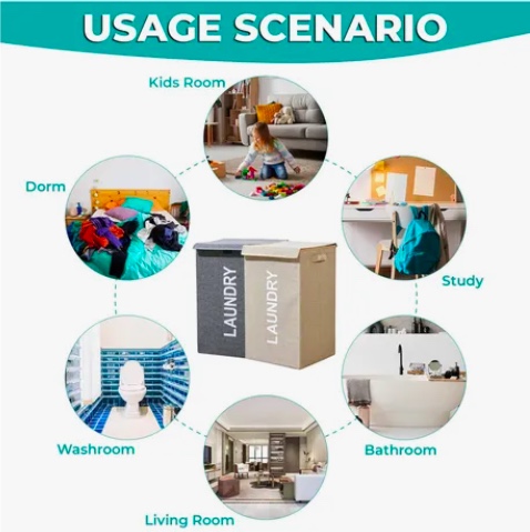 CAJA ORGANIZADORA CANASTO ROPA SUCIA PLEGABLE - 6