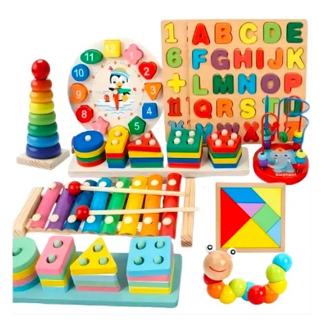 PACK 10 JUGUETES DIDACTICOS DE MADERA - 1