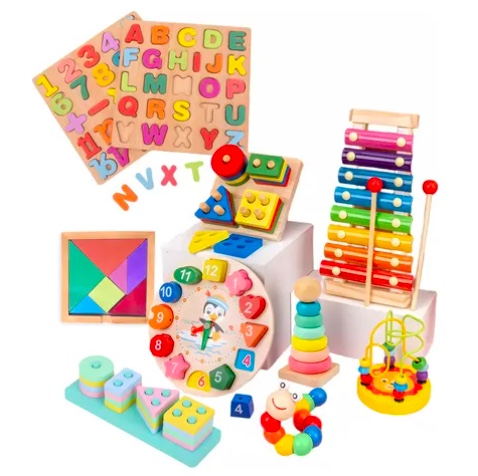 PACK 10 JUGUETES DIDACTICOS DE MADERA - 1