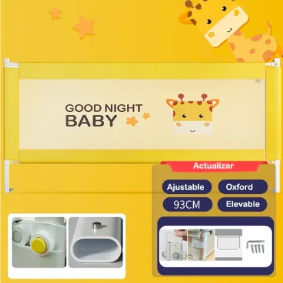 BARANDA DE CAMA SEGURIDAD PARA BEBE PLEGABLE AJUSTABLE - 2