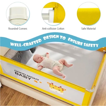 BARANDA DE CAMA SEGURIDAD PARA BEBE PLEGABLE AJUSTABLE - 5