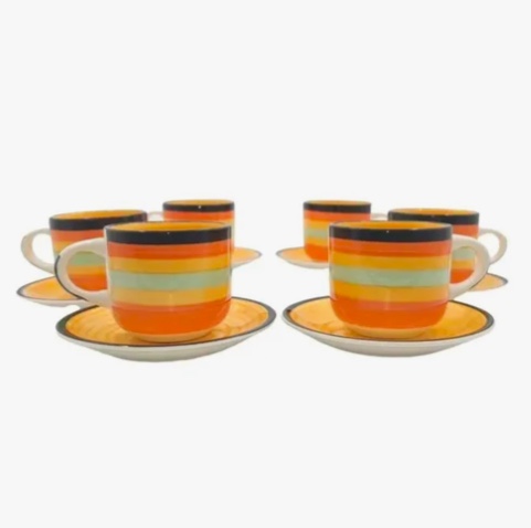 SET DE TAZAS DE LOZA CON PLATO CAFE - 2