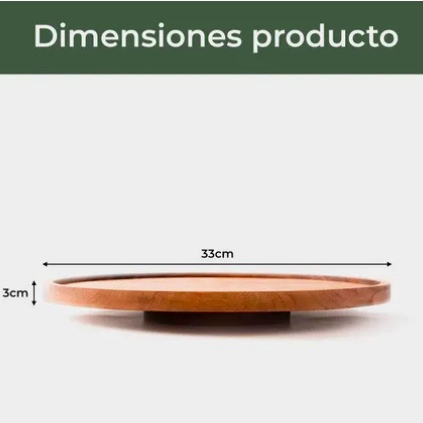 Bandeja Giratoria De Bambú De 25 Cm - 6
