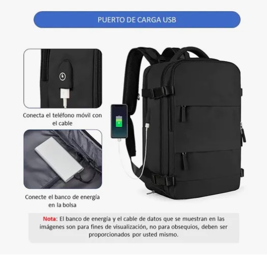 MOCHILA DE VIAJE CABINA AVION IMPERMEABLE CELESTE - 5