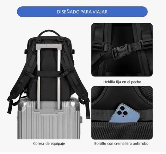 MOCHILA DE VIAJE CABINA AVION IMPERMEABLE BEIGE - 6
