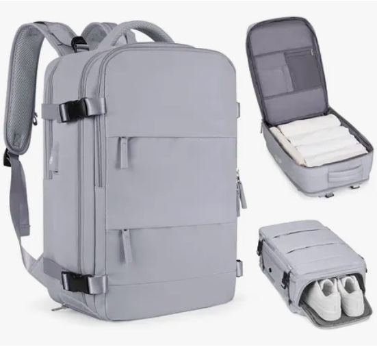 MOCHILA DE VIAJE CABINA AVION IMPERMEABLE GRIS - 2