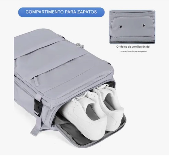 MOCHILA DE VIAJE CABINA AVION IMPERMEABLE GRIS - 3