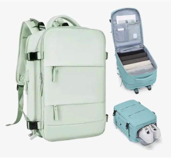 MOCHILA DE VIAJE CABINA AVION IMPERMEABLE VERDE - 2